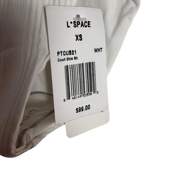 L*Space Court White Crossover V Waist Ribbed High Leg Bikini Swim Bottoms XS - Picture 9 of 10